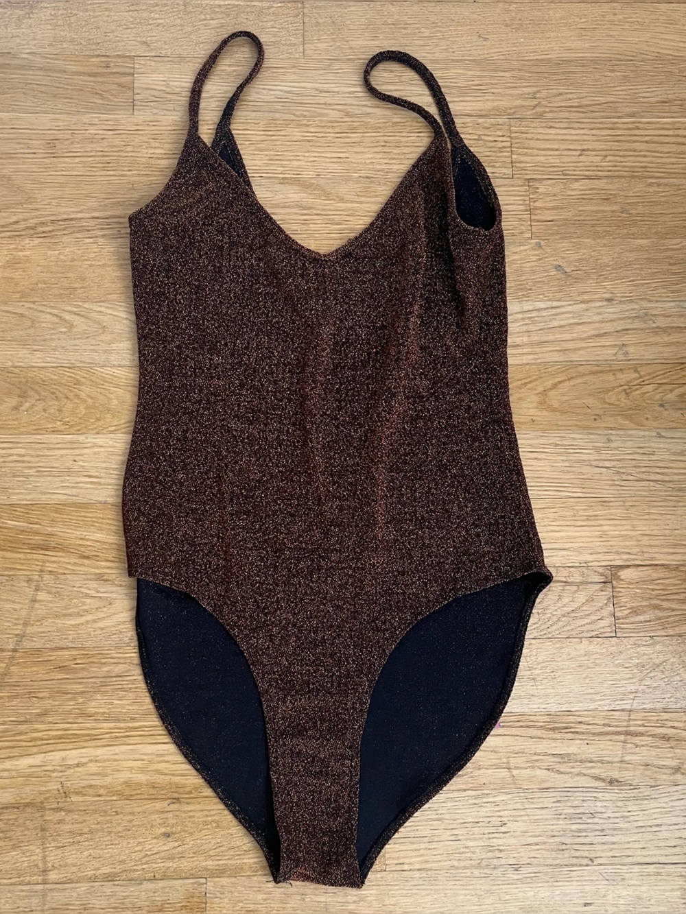 American Apparel Metallic Copper Leotard Bodysuit